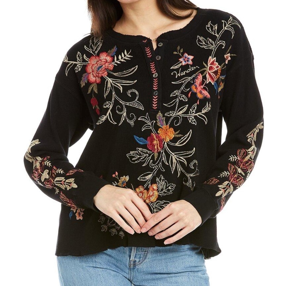 Johnny Was Taline Thermal Henley Large